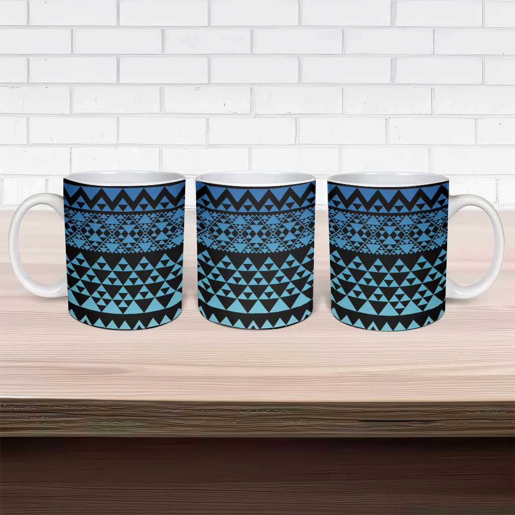 Maori Niho Taniwha Te Wheiao Ceramic Mug Moana Blue - Polynesian Pride