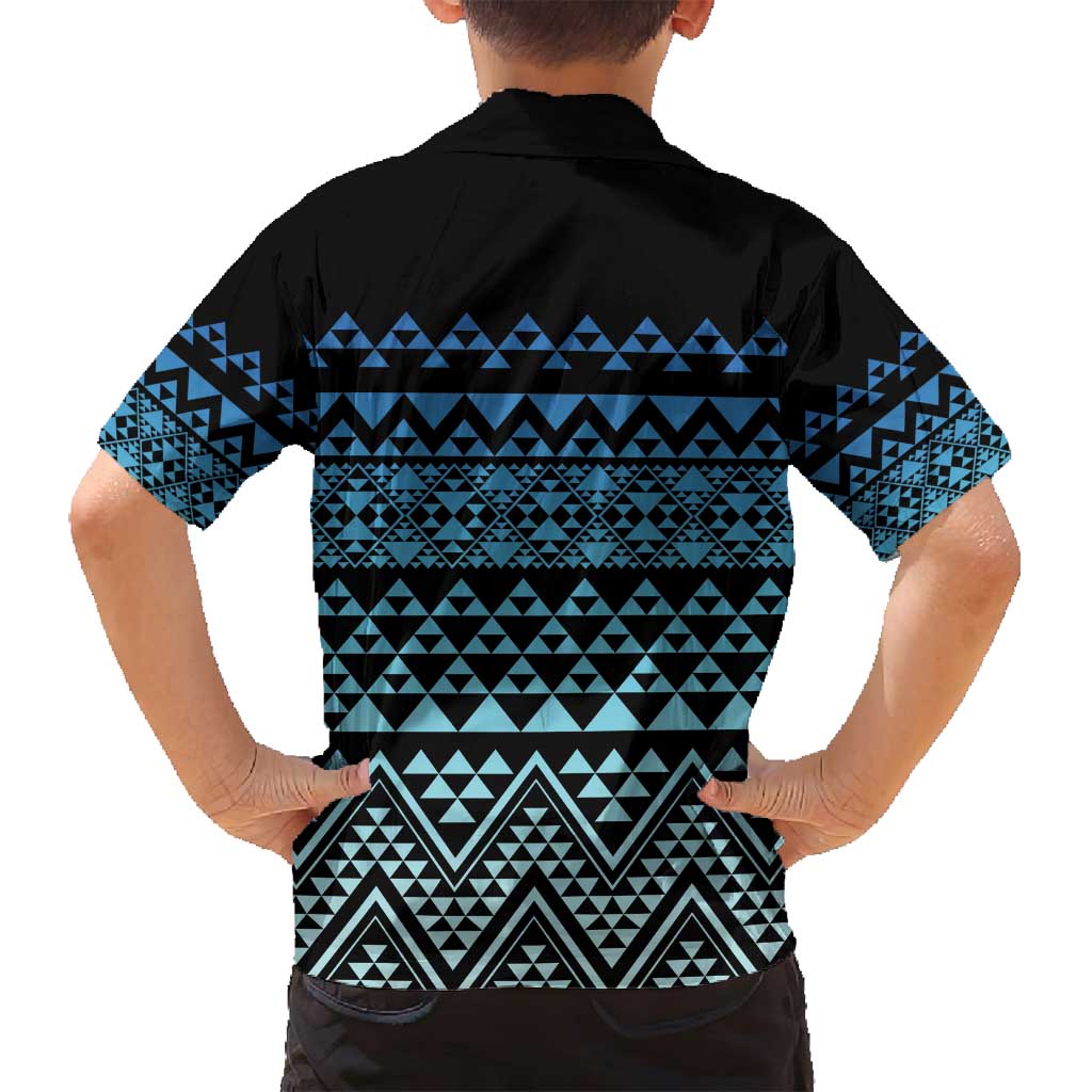 Maori Niho Taniwha Te Wheiao Family Matching Long Sleeve Bodycon Dress and Hawaiian Shirt Moana Blue - Polynesian Pride