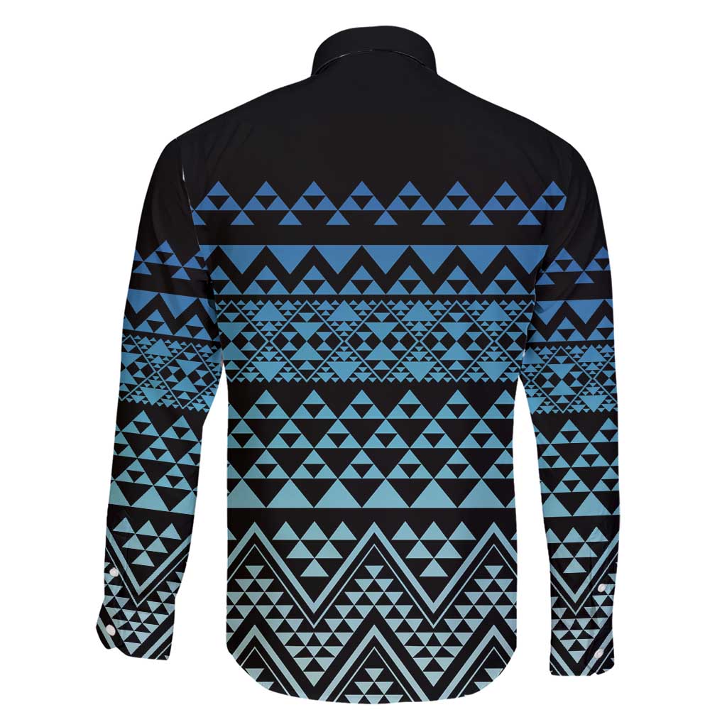 Maori Niho Taniwha Te Wheiao Family Matching Short Sleeve Bodycon Dress and Hawaiian Shirt Moana Blue - Polynesian Pride