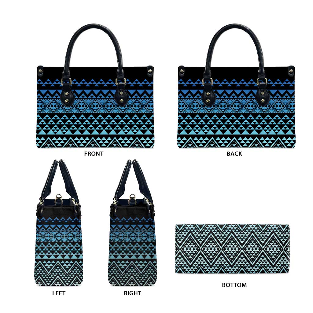 Maori Niho Taniwha Te Wheiao Leather Bag Moana Blue - Polynesian Pride