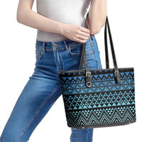 Maori Niho Taniwha Te Wheiao Leather Tote Bag Moana Blue - Polynesian Pride