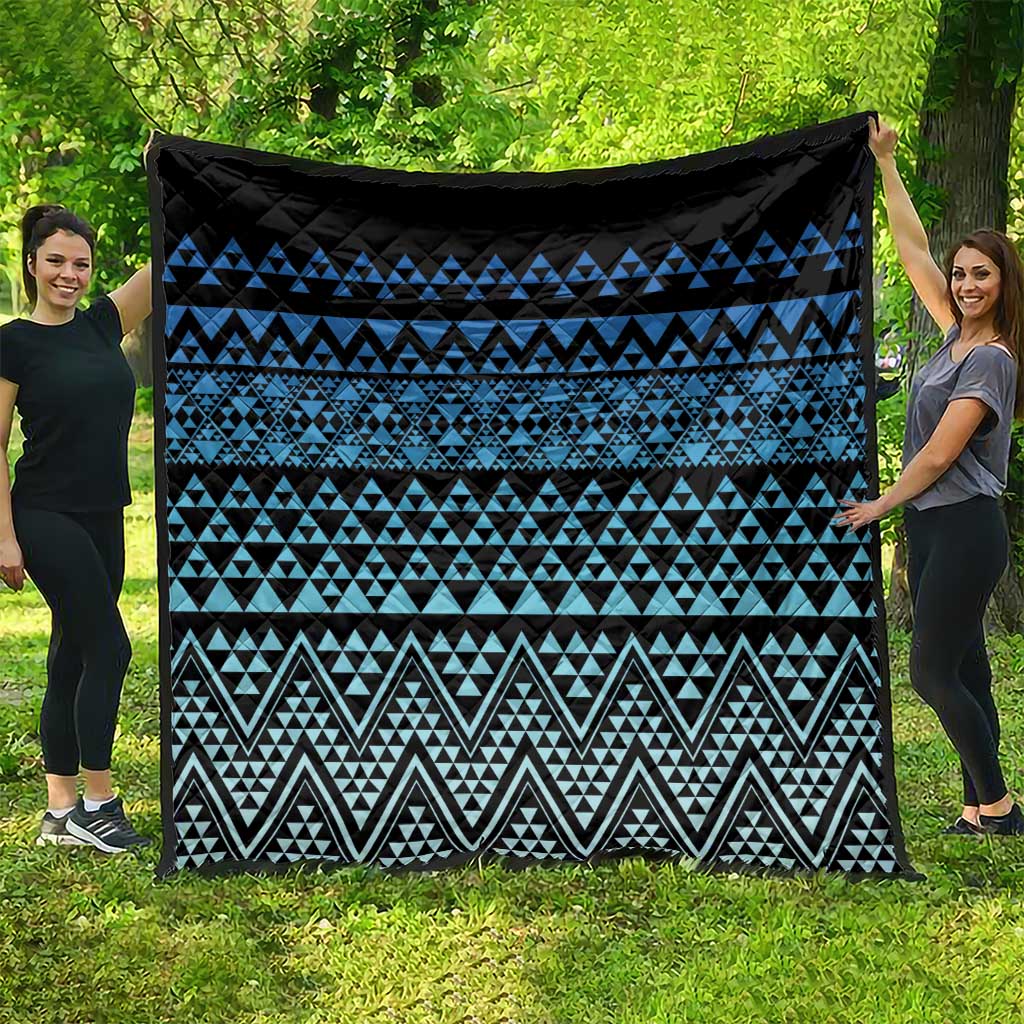 Maori Niho Taniwha Te Wheiao Quilt Moana Blue - Polynesian Pride