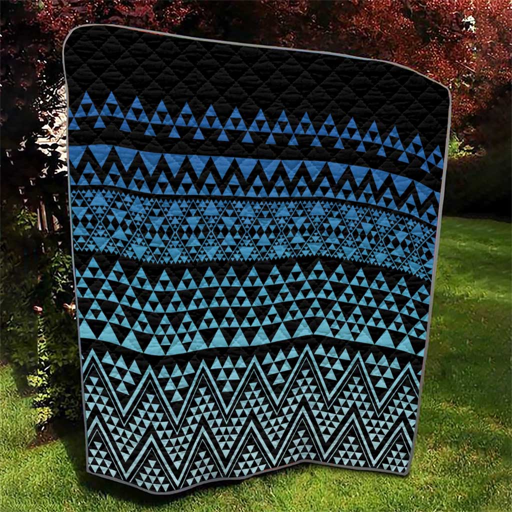 Maori Niho Taniwha Te Wheiao Quilt Moana Blue - Polynesian Pride