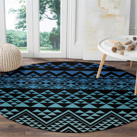 Maori Niho Taniwha Te Wheiao Round Carpet Moana Blue - Polynesian Pride