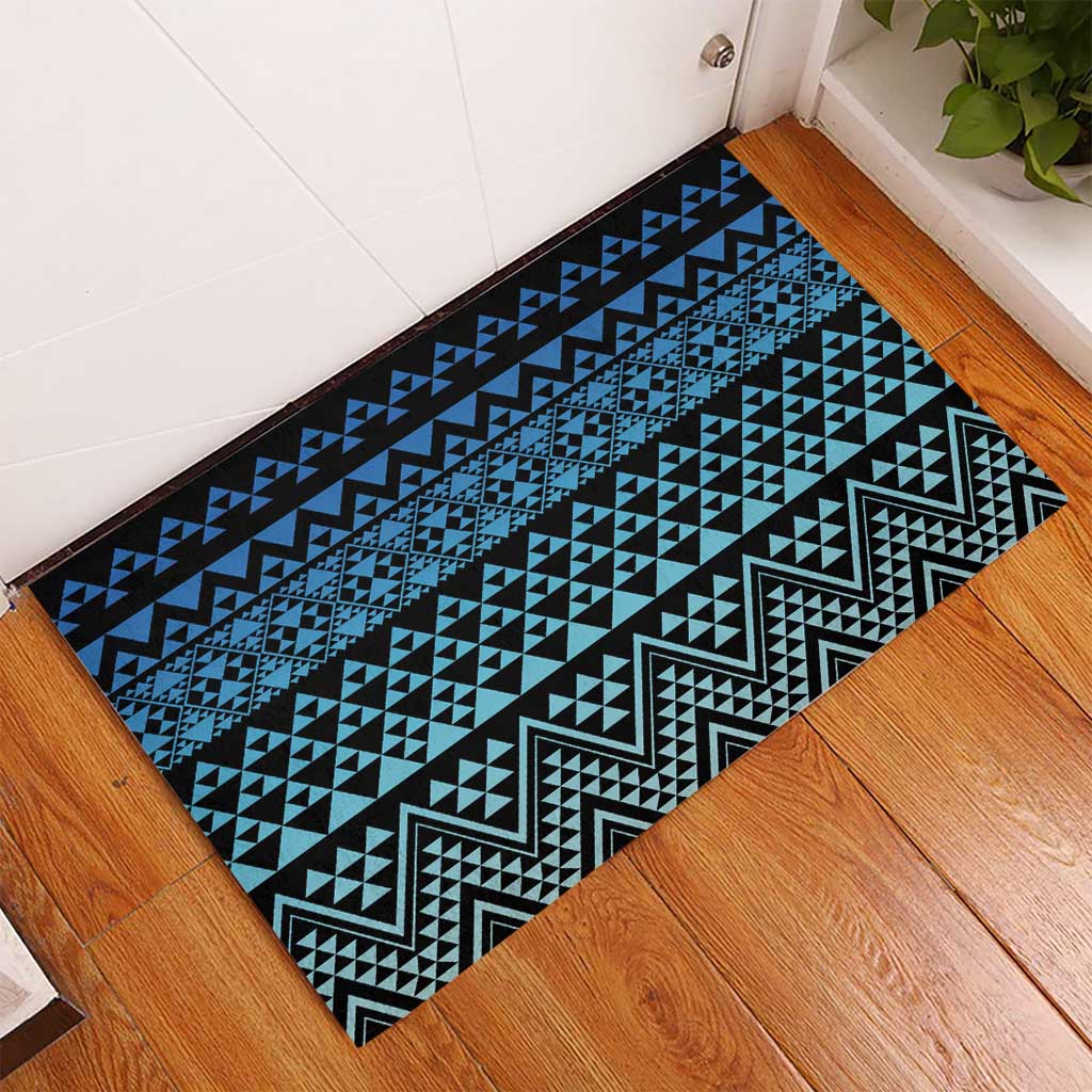Maori Niho Taniwha Te Wheiao Rubber Doormat Moana Blue - Polynesian Pride