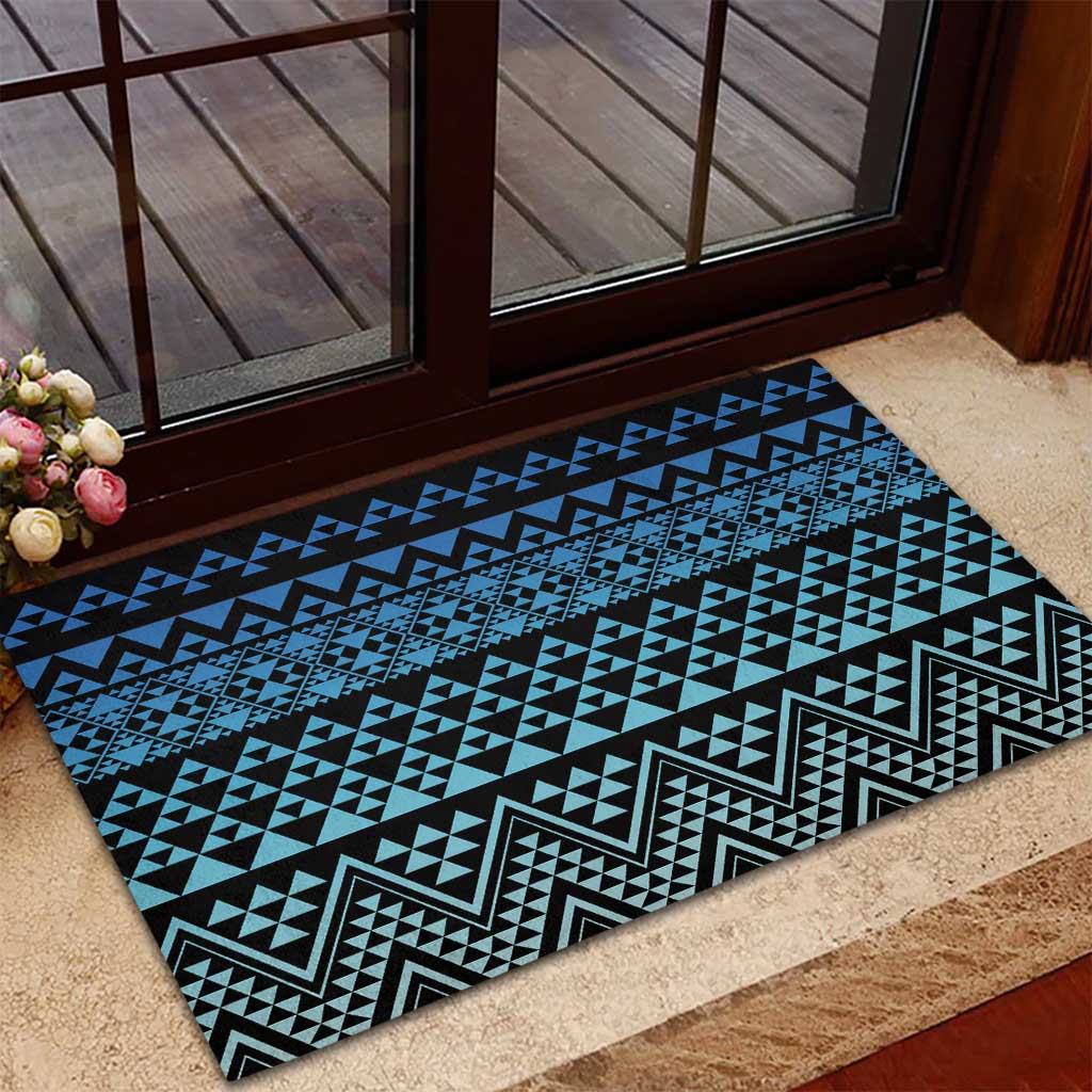 Maori Niho Taniwha Te Wheiao Rubber Doormat Moana Blue - Polynesian Pride