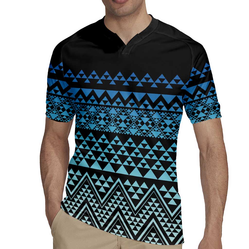 Maori Niho Taniwha Te Wheiao Rugby Jersey Moana Blue - Polynesian Pride