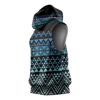 Maori Niho Taniwha Te Wheiao Sleeveless Hoodie Moana Blue - Polynesian Pride