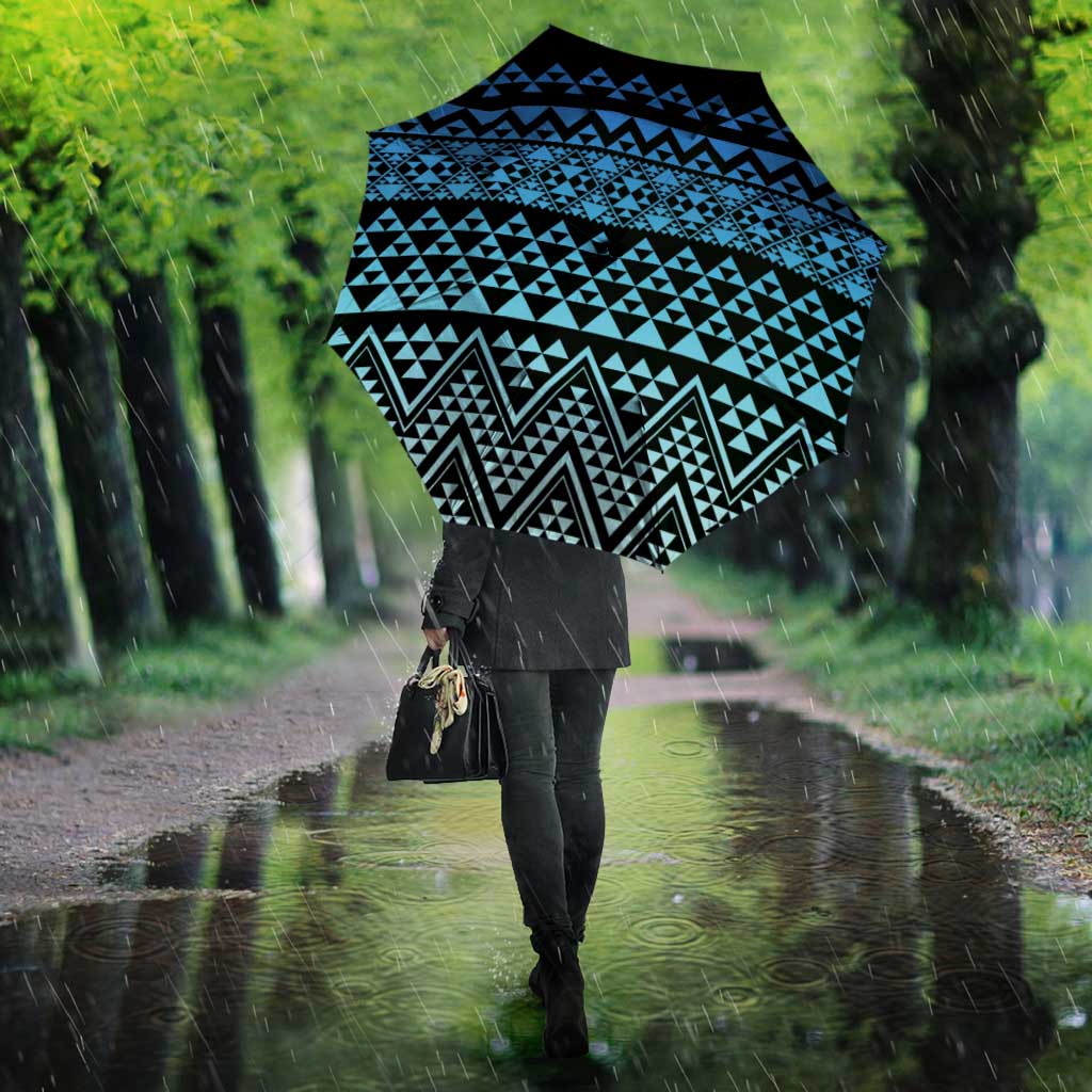 Maori Niho Taniwha Te Wheiao Umbrella Moana Blue - Polynesian Pride