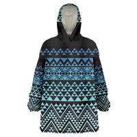 Maori Niho Taniwha Te Wheiao Wearable Blanket Hoodie Moana Blue - Polynesian Pride