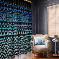 Maori Niho Taniwha Te Wheiao Window Curtain Moana Blue - Polynesian Pride