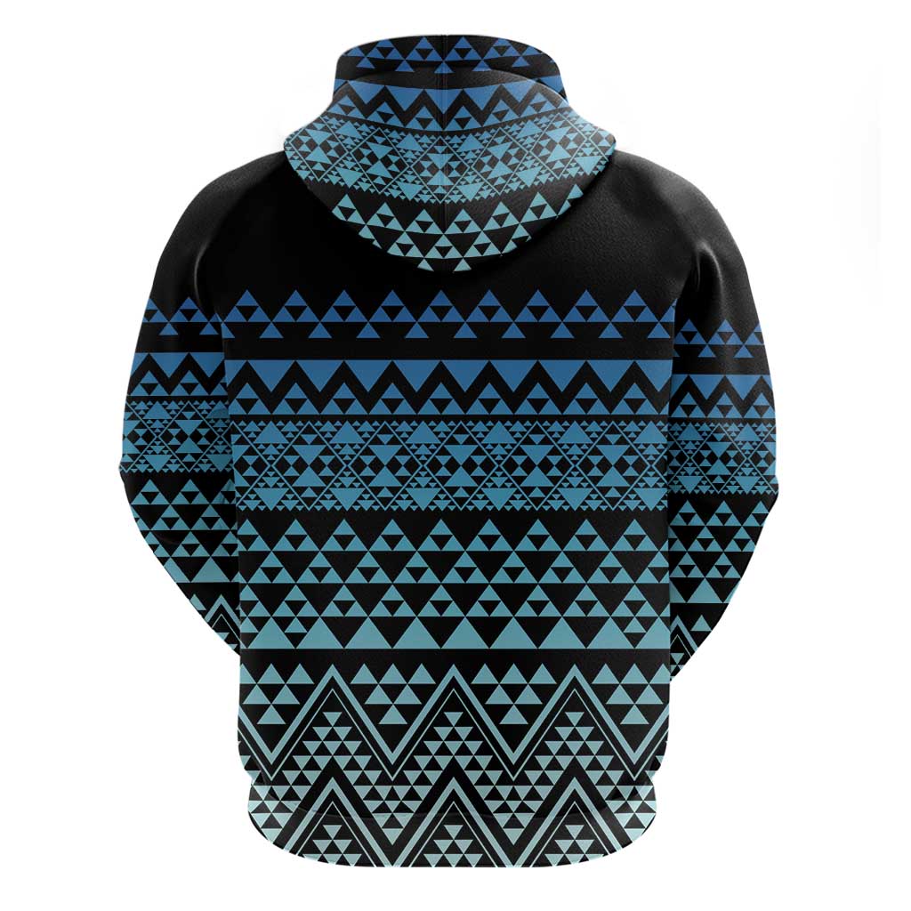 Maori Niho Taniwha Te Wheiao Zip Hoodie Moana Blue - Polynesian Pride