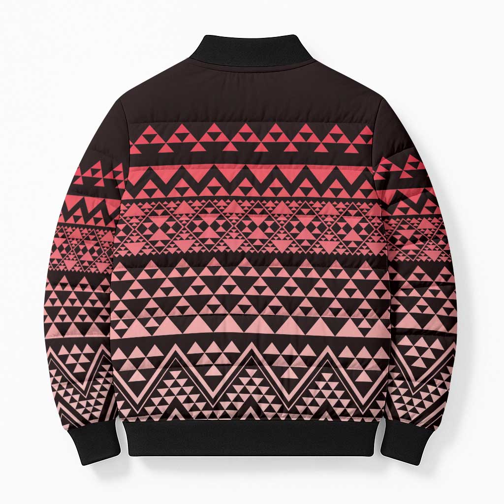 Maori Niho Taniwha Te Wheiao Bomber Puffer Jacket Terracotta - Polynesian Pride