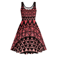 Maori Niho Taniwha Te Wheiao Midi Dress Terracotta - Polynesian Pride