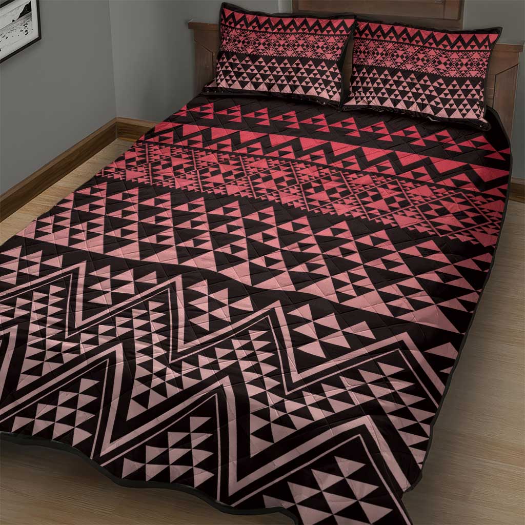 Maori Niho Taniwha Te Wheiao Quilt Bed Set Terracotta - Polynesian Pride
