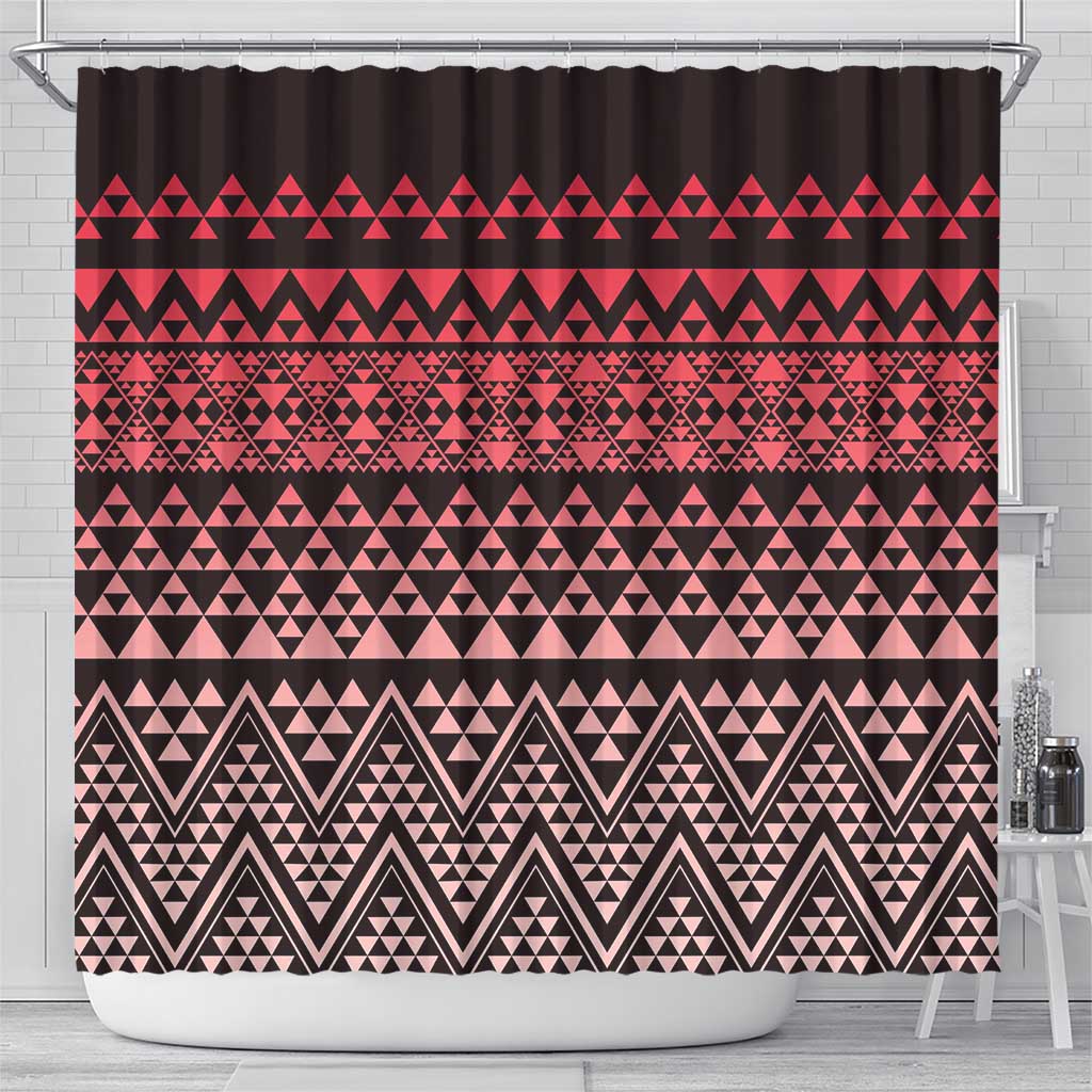 Maori Niho Taniwha Te Wheiao Shower Curtain Terracotta - Polynesian Pride