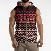 Maori Niho Taniwha Te Wheiao Sleeveless Zip Hoodie Terracotta - Polynesian Pride