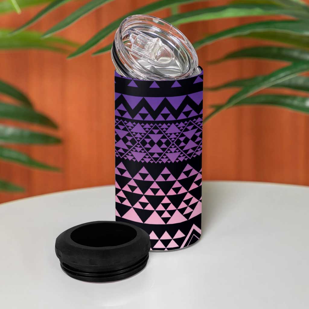 Maori Niho Taniwha Te Wheiao 4 in 1 Can Cooler Tumbler Waiporoporo - Polynesian Pride