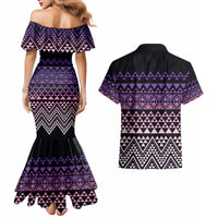 Maori Niho Taniwha Te Wheiao Couples Matching Mermaid Dress and Hawaiian Shirt Waiporoporo - Polynesian Pride