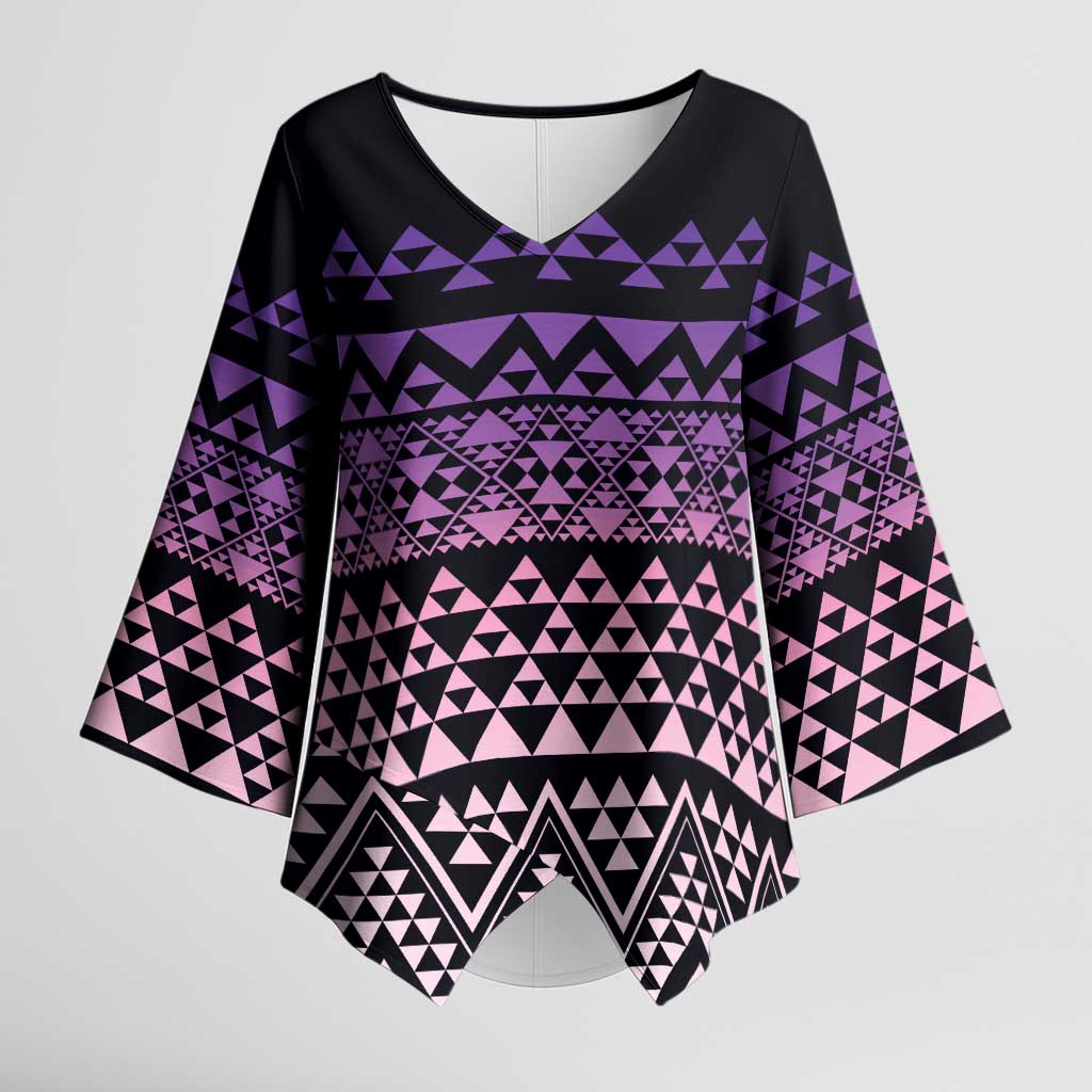 Maori Niho Taniwha Te Wheiao Kimono Sleeve Blouse Waiporoporo - Polynesian Pride