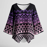 Maori Niho Taniwha Te Wheiao Kimono Sleeve Blouse Waiporoporo - Polynesian Pride