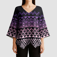 Maori Niho Taniwha Te Wheiao Kimono Sleeve Blouse Waiporoporo - Polynesian Pride