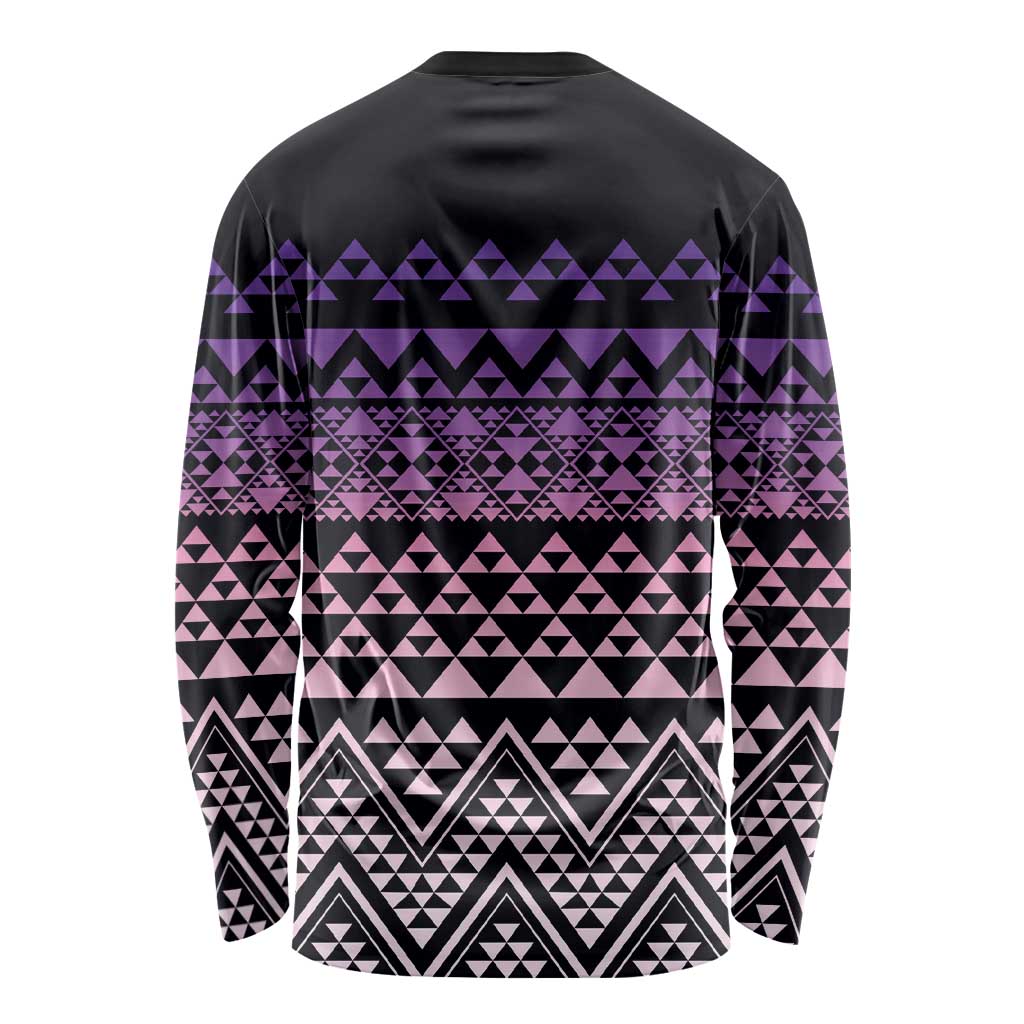 Maori Niho Taniwha Te Wheiao Long Sleeve Shirt Waiporoporo - Polynesian Pride