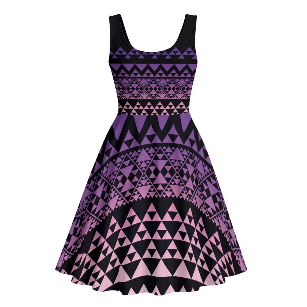 Maori Niho Taniwha Te Wheiao Midi Dress Waiporoporo - Polynesian Pride