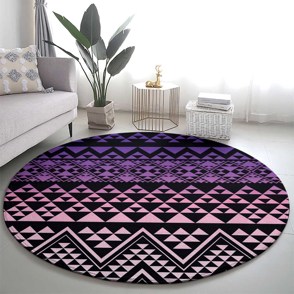 Maori Niho Taniwha Te Wheiao Round Carpet Waiporoporo - Polynesian Pride