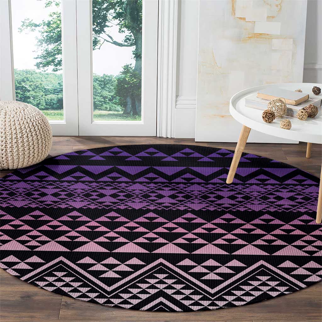 Maori Niho Taniwha Te Wheiao Round Carpet Waiporoporo - Polynesian Pride