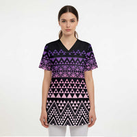 Maori Niho Taniwha Te Wheiao Scrub Top Waiporoporo - Polynesian Pride