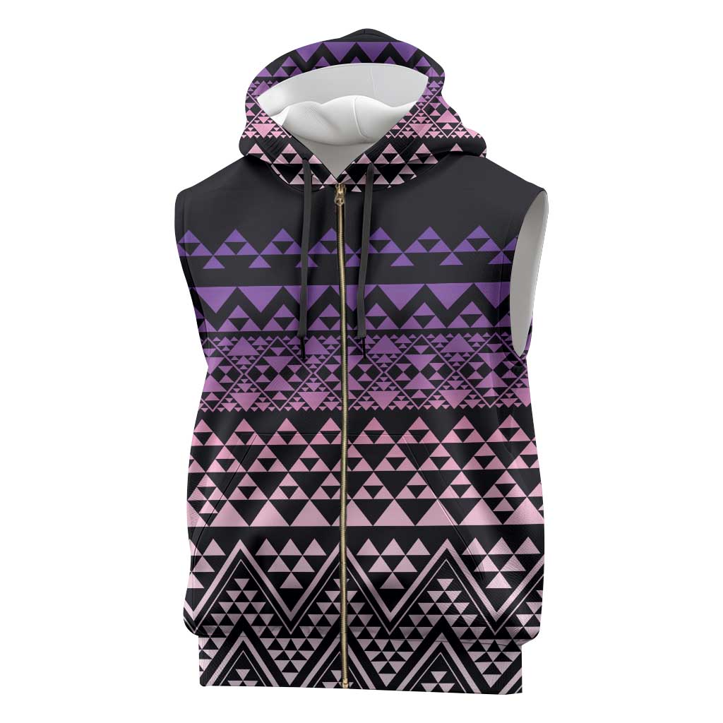 Maori Niho Taniwha Te Wheiao Sleeveless Zip Hoodie Waiporoporo - Polynesian Pride