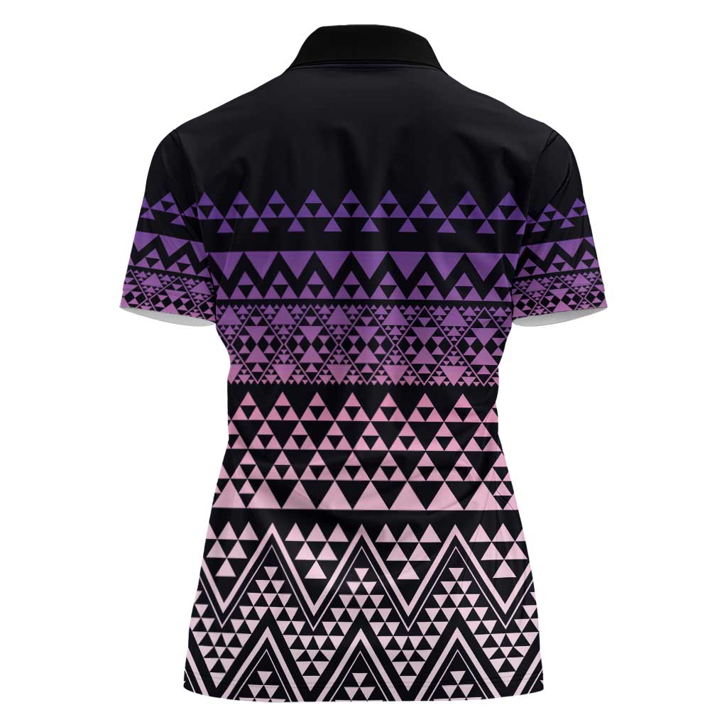 Maori Niho Taniwha Te Wheiao Women Polo Shirt Waiporoporo - Polynesian Pride