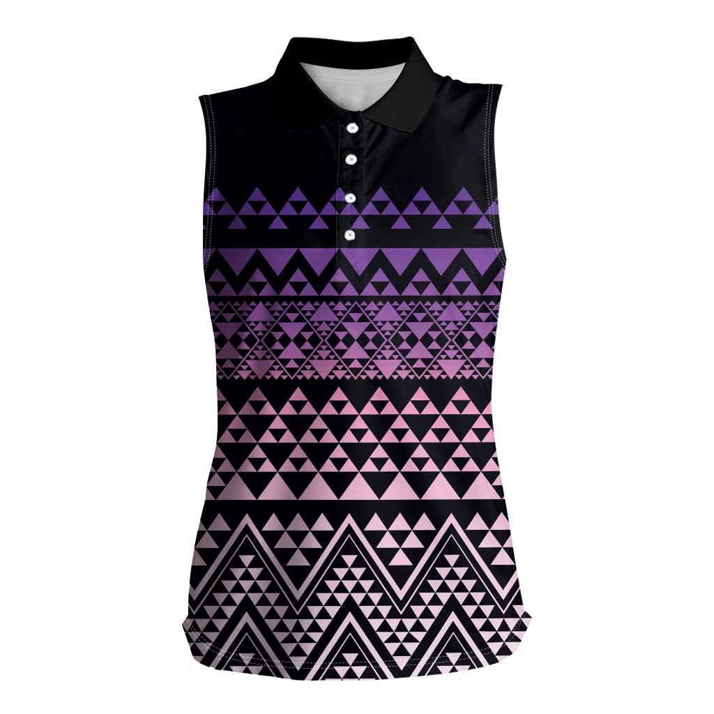 Maori Niho Taniwha Te Wheiao Women Sleeveless Polo Shirt Waiporoporo - Polynesian Pride