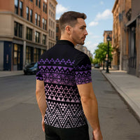 Maori Niho Taniwha Te Wheiao Zipper Polo Shirt Waiporoporo - Polynesian Pride