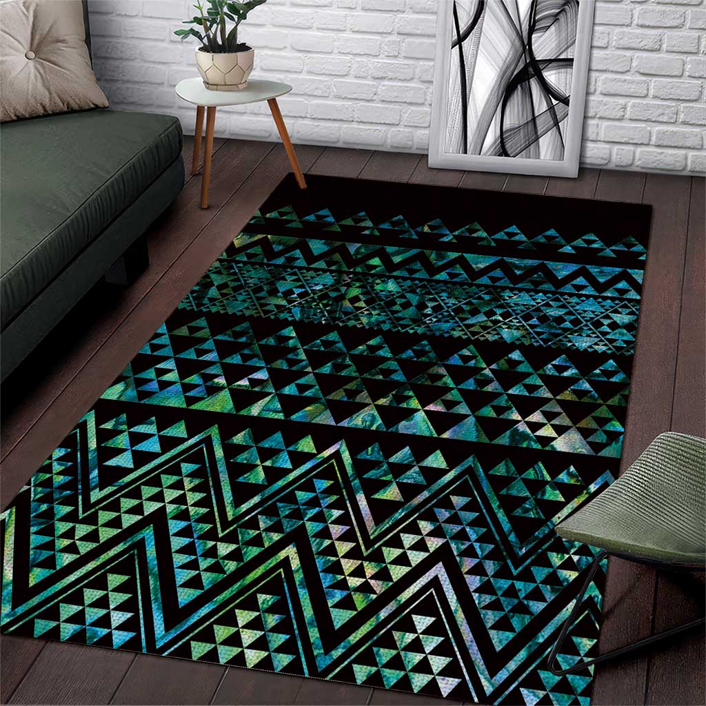 Maori Niho Taniwha Te Wheiao Area Rug Paua Shell - Polynesian Pride