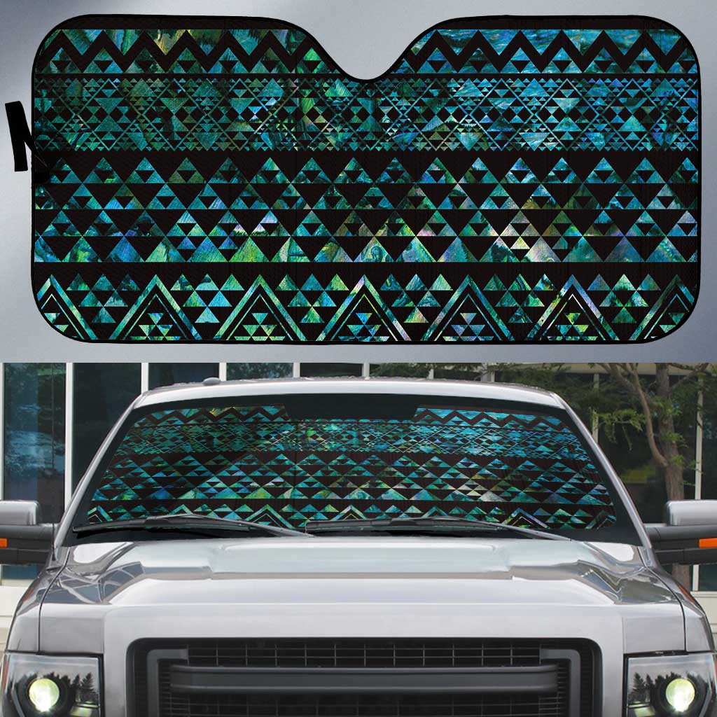 Maori Niho Taniwha Te Wheiao Auto Sun Shade Paua Shell - Polynesian Pride