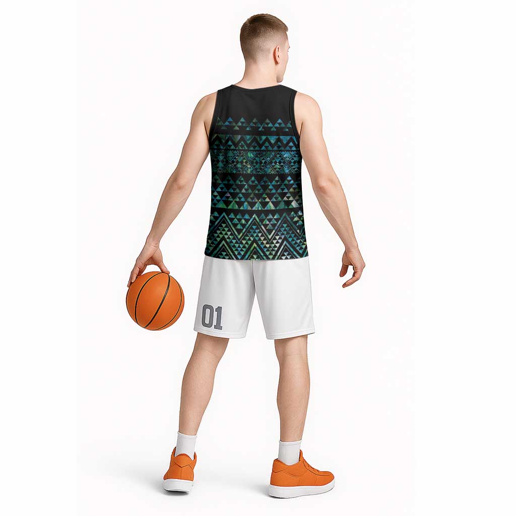 Maori Niho Taniwha Te Wheiao Basketball Jersey Paua Shell - Polynesian Pride