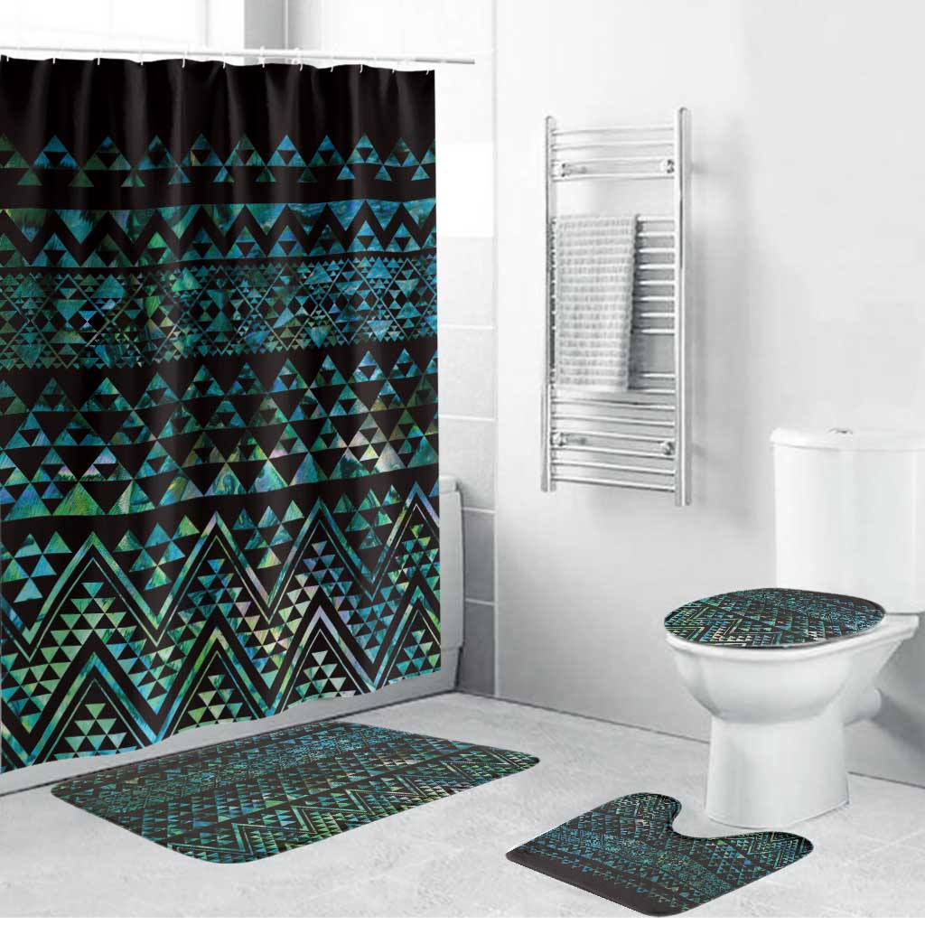 Maori Niho Taniwha Te Wheiao Bathroom Set Paua Shell - Polynesian Pride
