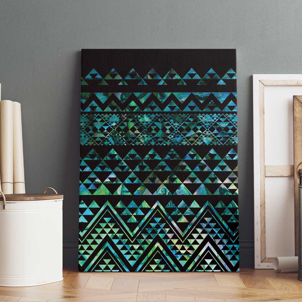 Maori Niho Taniwha Te Wheiao Canvas Wall Art Paua Shell - Polynesian Pride