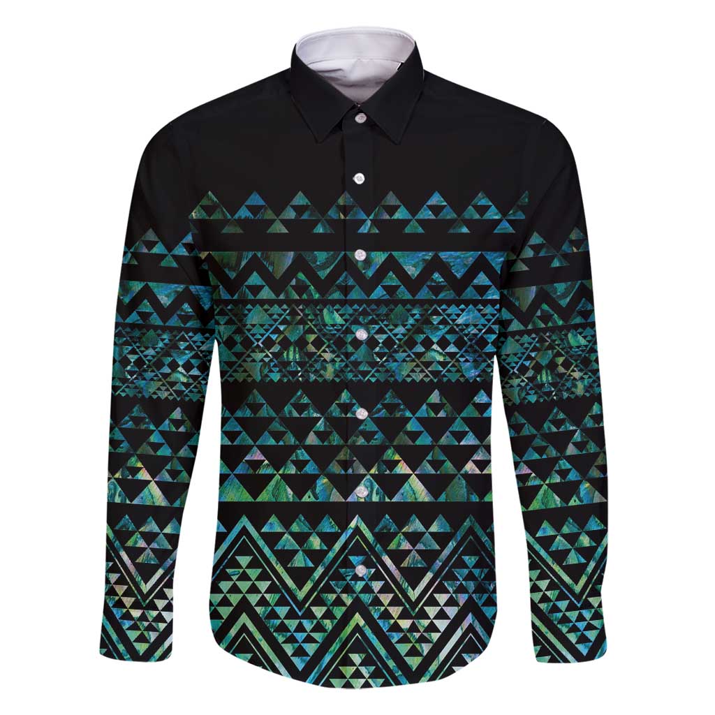 Maori Niho Taniwha Te Wheiao Family Matching Long Sleeve Bodycon Dress and Hawaiian Shirt Paua Shell - Polynesian Pride