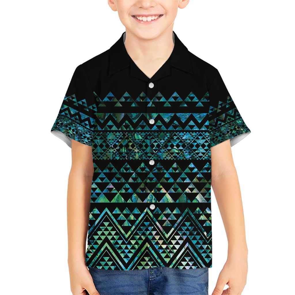 Maori Niho Taniwha Te Wheiao Family Matching Long Sleeve Bodycon Dress and Hawaiian Shirt Paua Shell - Polynesian Pride