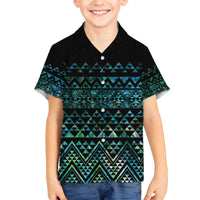 Maori Niho Taniwha Te Wheiao Family Matching Off The Shoulder Long Sleeve Dress and Hawaiian Shirt Paua Shell - Polynesian Pride