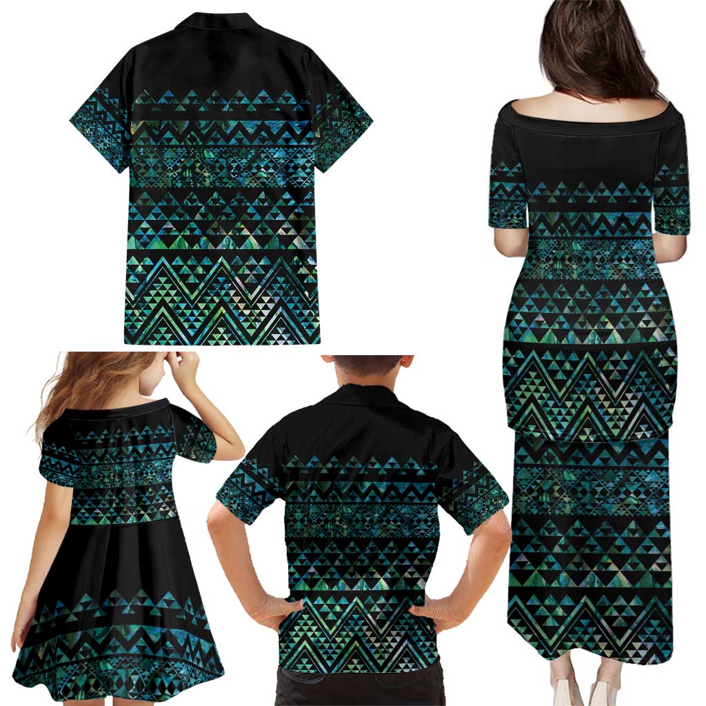 Maori Niho Taniwha Te Wheiao Family Matching Puletasi and Hawaiian Shirt Paua Shell - Polynesian Pride