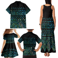Maori Niho Taniwha Te Wheiao Family Matching Tank Maxi Dress and Hawaiian Shirt Paua Shell - Polynesian Pride