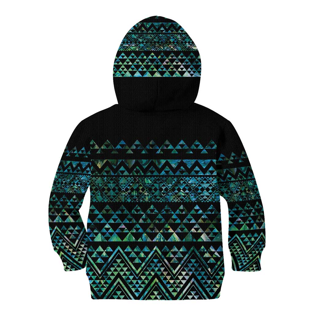 Maori Niho Taniwha Te Wheiao Kid Hoodie Paua Shell - Polynesian Pride