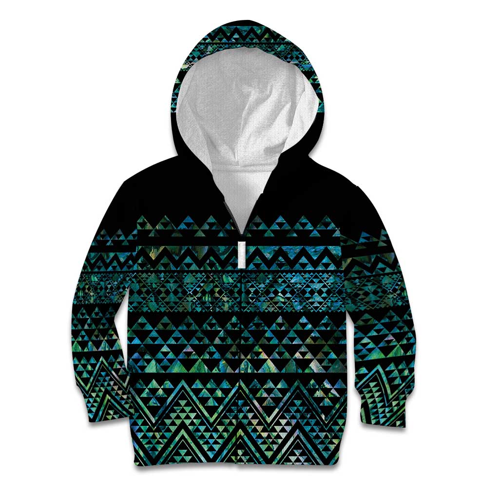 Maori Niho Taniwha Te Wheiao Kid Hoodie Paua Shell - Polynesian Pride
