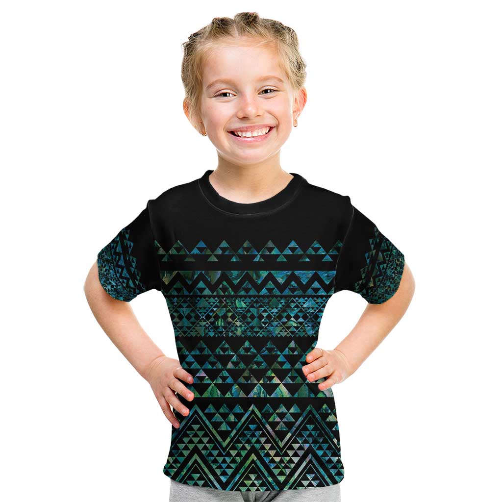Maori Niho Taniwha Te Wheiao Kid T Shirt Paua Shell - Polynesian Pride