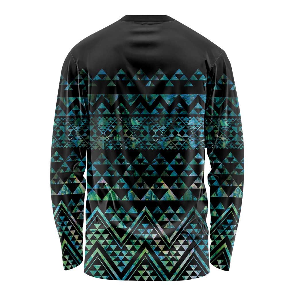Maori Niho Taniwha Te Wheiao Long Sleeve Shirt Paua Shell - Polynesian Pride