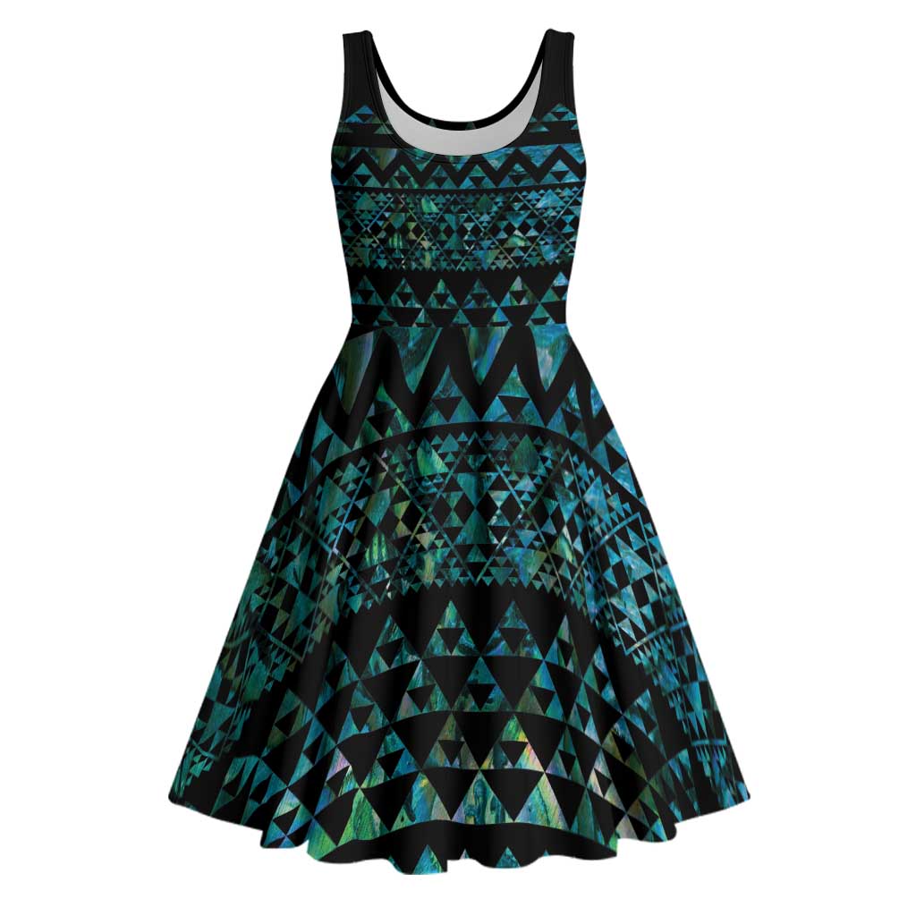 Maori Niho Taniwha Te Wheiao Midi Dress Paua Shell - Polynesian Pride